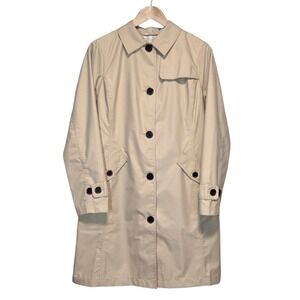Lands End Womens Tan Trench Coat Classic Neutral Capsule Timeless Utility Size S